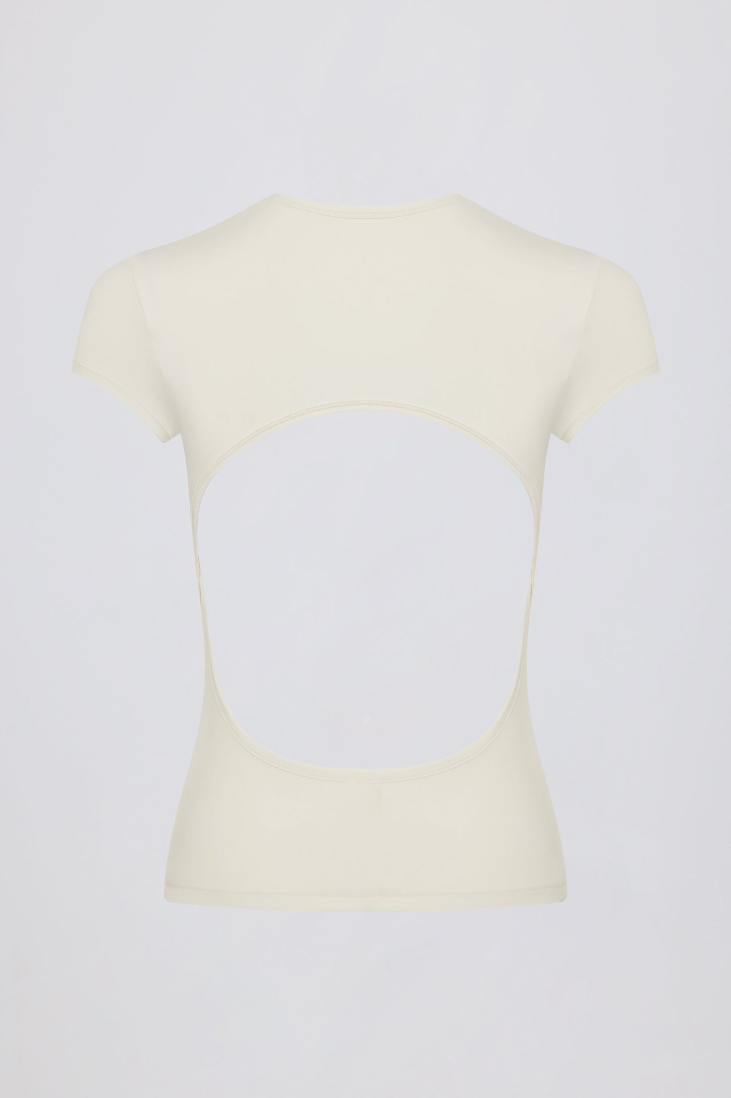 Cut-Out Longline T-Shirt in Cream