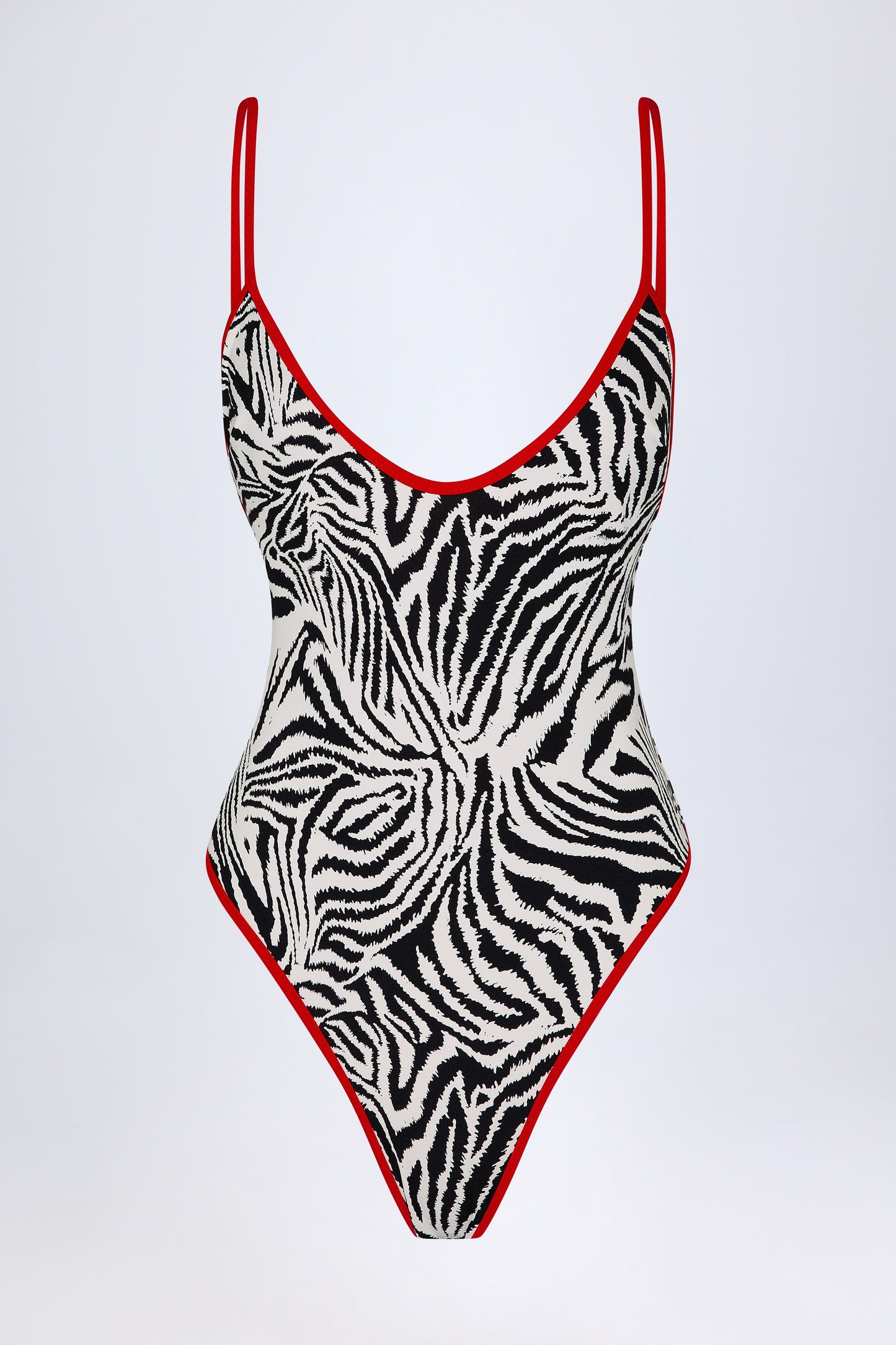 Charm-Detail Cross-Back Swimsuit in Zebra Print