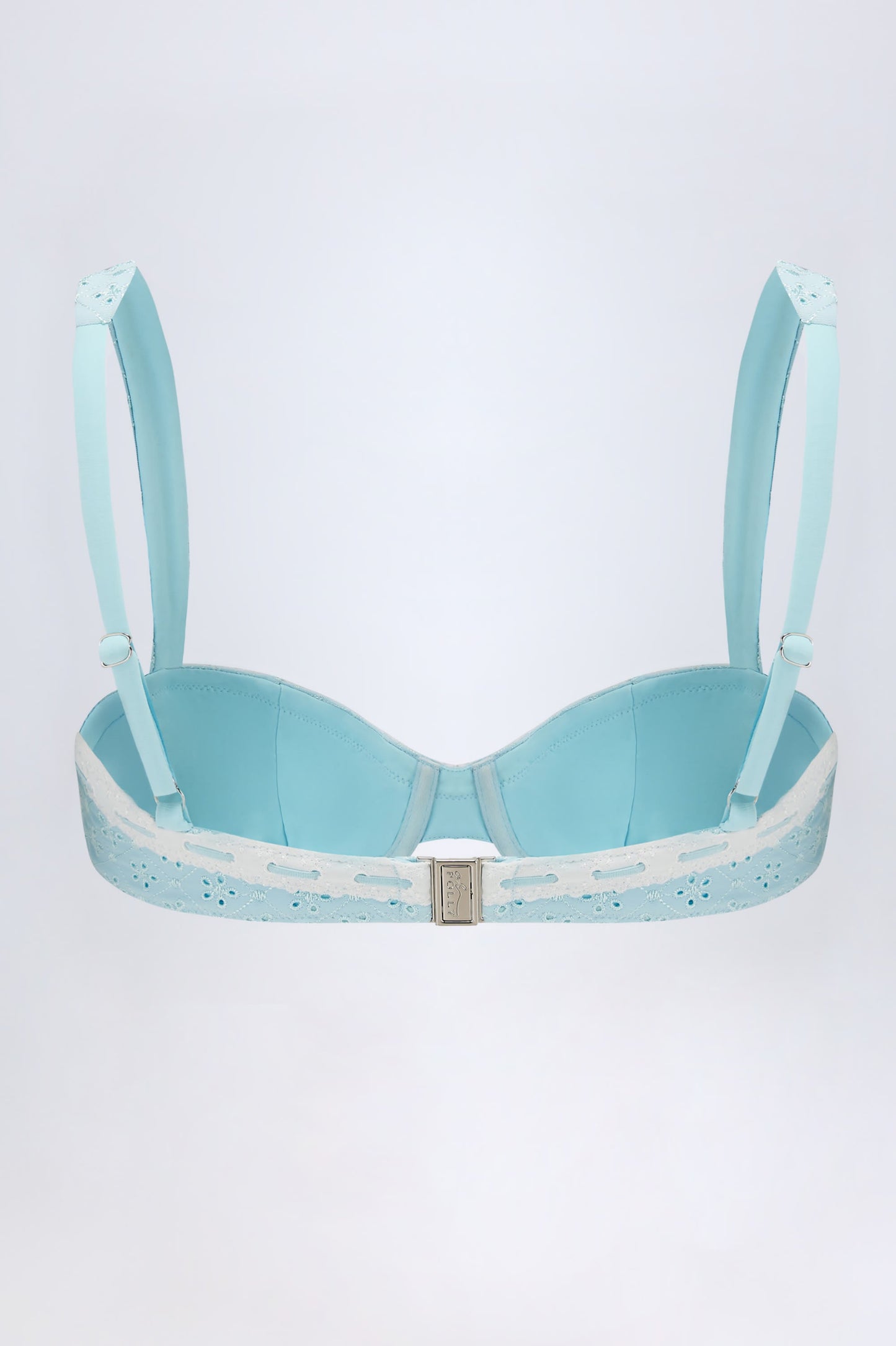 Broderie Anglaise Underwired Balconette Bikini Top in Powder Blue