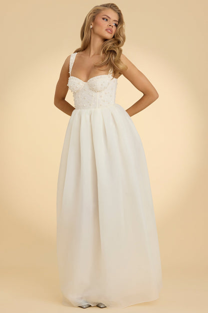 Embellished Corset Gown in White