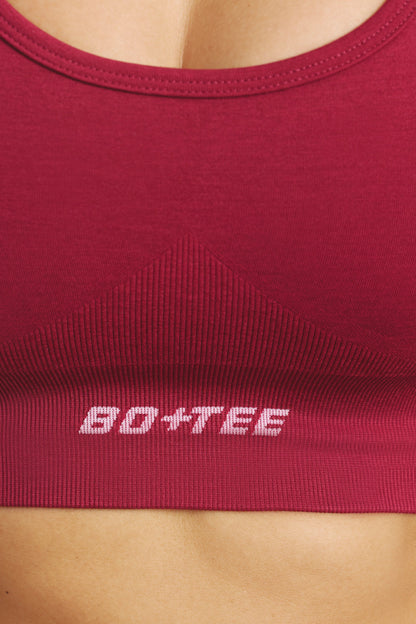 Define Luxe Halterneck Sports Bra in Beet Red