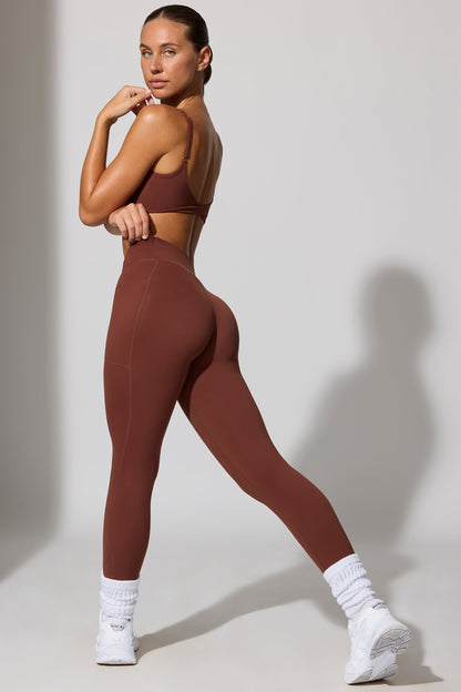 Full Length Leggings with Pockets in Brown