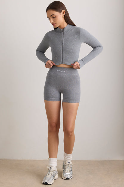 FlexiRib Cropped Jacket in Grey Melange