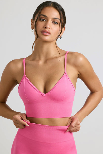 Define Luxe V-Neck Sports Bra in Hot Pink