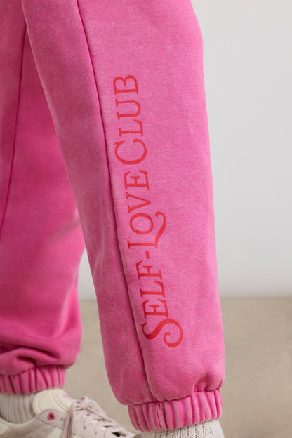 Brushed Jersey Oversized Joggers in Hot Pink