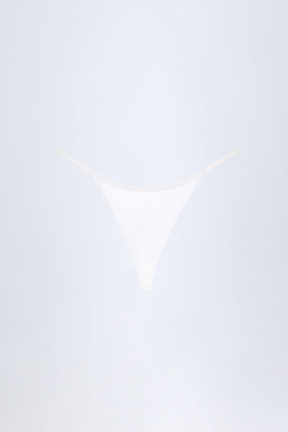 Charm-Detail Thong Bikini Bottoms in White