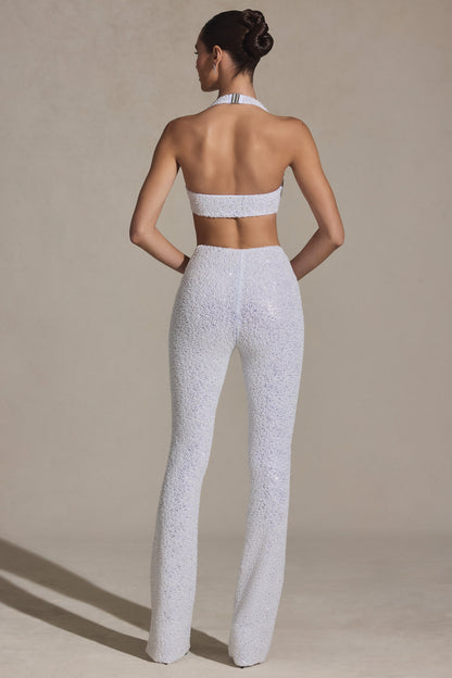 Embellished Cut-Out Jumpsuit in White