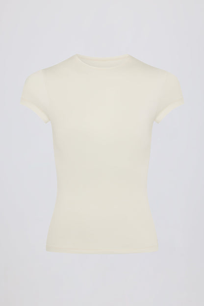 Cut-Out Longline T-Shirt in Cream