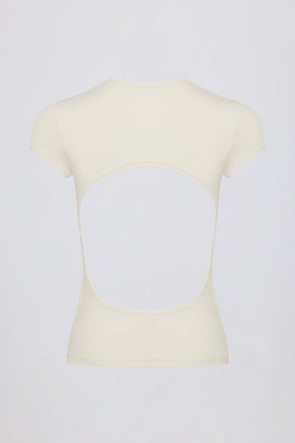 Cut-Out Longline T-Shirt in Cream