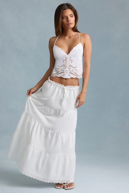 Cutwork Backless Cotton-Poplin Camisole Top in White